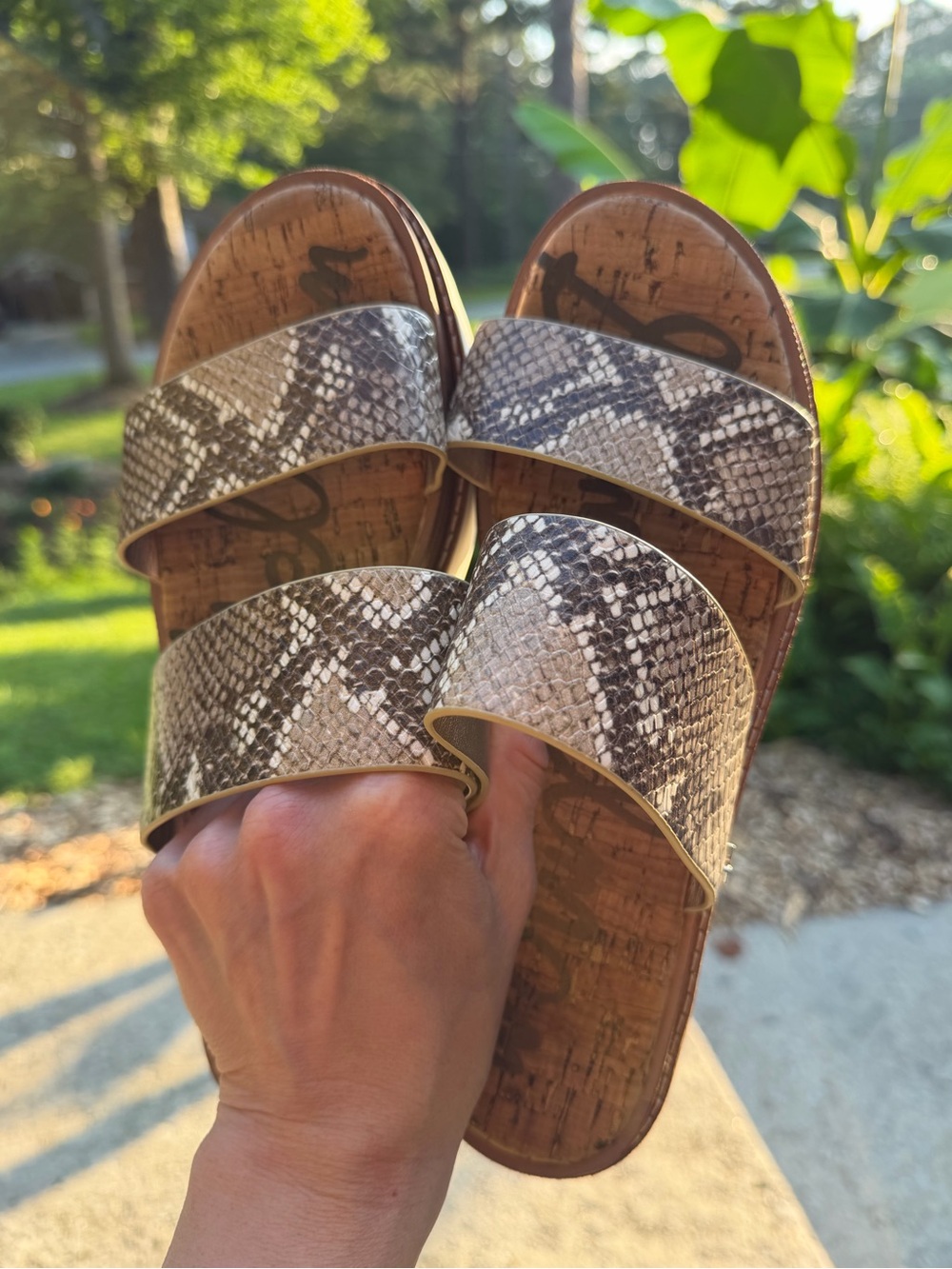 Sam Edelman RAUL Truffle Snake Print Platform Sandals - Size 9 - Picture 2 of 6